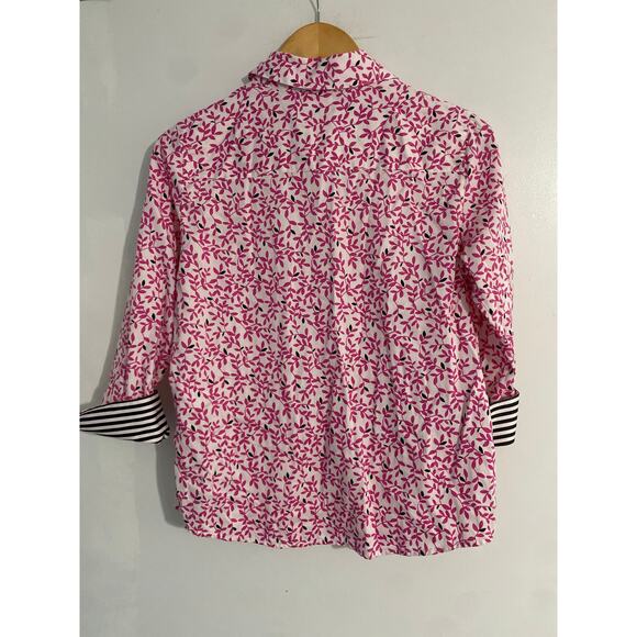 Foxcroft for Appleseeds button down top women’s 6 petite pink printed cotton - Picture 3 of 5
